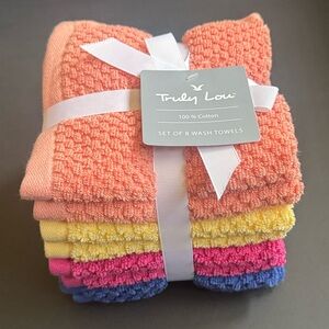 8pc TRULY LOU 100% Cotton Bath Wash Towel Set- LG Pique - Multi